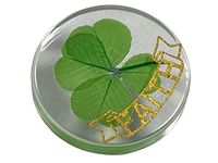 Real Four Leaf Clover Good Luck Pocket Token, Preserved, 1.25”, Including Cutout Good Luck Word (Faith)