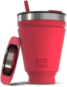 HYDAWAY Collapsible Tumbler with Lid and Straw - 16 oz I Portable, Insulated Silicone Travel Mug, Hot & Cold Foldable Cup for Coffee, Tea, Camping & Backpacking, Spill Proof Lid & Steel Rim