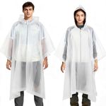 Aolegoo 2 pack of Rain Ponchos, Portable Adults Waterproof Ponchos, Reusable raincoat with Hoods for Camping, Hiking Travel, Amusement Parks, Festival Mac (White)
