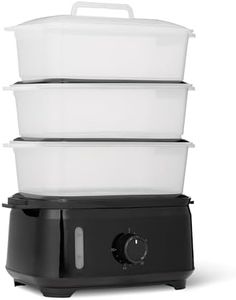 Amazon Basics Electric Food Steamer for Cooking Vegetables with 3-Tier Design, BPA-Free, 9.5 QT, Black
