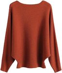 GXIN Batwing Sleeve Jumpers for Women Off Shoulder Boat Neck Dolman Knitted Pullovers Sweaters Tops (UK, Alpha, One Size, Regular, Regular, Standard, Caramel)