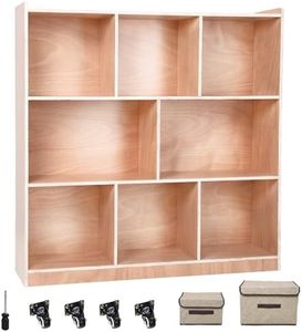 GarveeHome 8-Section Classroom Storage Locker Finished, 8 Cubbies for Classrooms, Daycare Cubby with 4 casters, 2 Storage Boxes for Home, School