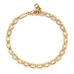 MEVECCO Gold Bold Chunky Chain Bracelets,14K Gold Plated Handmade Cute Emboss Spiral Figaro Link Chain Diamond Cut Dainty Bracelet for Women, One Size, Brass, Cubic Zirconia