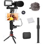 Movo Smartphone Video Rig Kit V7+ with Tripod, Grip Rig, Pro Stereo Microphone, LED Light and Remote - YouTube Equipment for iPhone 5, 5C, 5S, 6, 6S, 7, 8, X, XS, XS Max, 11, 11 Pro, Samsung Galaxy