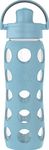 Lifefactory 22-Ounce Active Flip Cap Glass Water Bottle, 22oz, Denim