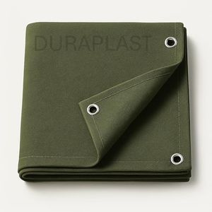 DURAPLAST 1000 GSM Cotton Canvas Waterproof Tarpaulin Sheet - Heavy Duty Tirpal, Olive Green, UV Resistant, Tear Proof, Durable Cover for Camping, Industrial, Farming, Truck, Roof - 9 x 7.5 Feet