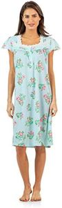 Casual Nights Women's Lace Short Sleeve Nightgown - Green Stripes - X-Large