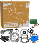 HomeZiplines Zip Line for Kids and Adults up to 350 lbs, 100/150/200 Ft Backyard Zipline Kit with Safety Harness, Quick Setup, Spring Brake System, Cushioned Seat, Rustproof Stainless Steel Cable
