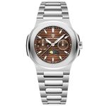 Pagani Design Luxury Women's Quartz Watch Multifunctional Chronograph Moon Phase VX3H Movement Full Stainless Steel Waterproof Luminous Elegant Lady Sport Wristwatch (Brown)