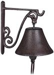 Relaxdays Cast Iron Doorbell, Country Look, Clear Sound, Garden Ornament, Weatherproof, Brown