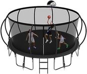 YORIN Tranpoline 12FT Tranpoline for Kids and Adults 1200LBS Recreational Tranpoline with Basketball Hoop, Enclosure Net, Back Yard Heavy Duty Outdoor Pumpkin Tranpolines, ASTM Approved