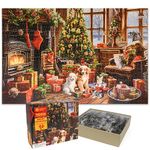 Aviski 2023 Christmas Jigsaw Puzzles, Holiday Puzzles for Adults and Kids - 1000 Pieces Christmas Puzzles, Christmas Educational Games Gift for Elders Children Family, Friends (Fireplace)