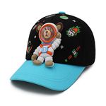 VRITRAZ Astro Bear Character Printed Little Cap for Kids, Baby Girls & Boys 3-12 Years (Black)