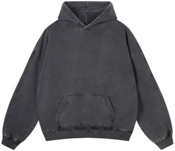 Adenorah Womens Y2K Cute Hoodies Mens Oversized Fall Acid Wash Blank Preppy Hoodies Pullover Heavyweight Designer Hooded Sweatshirt, Black, Medium