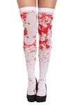 Henbrandt Adult Bloody Stockings Above the Knee Hold Ups White Blood Stained Halloween Women’s Fancy Dress Accessories for Dead Zombie Bride School Girl Nurse Zombie Cheerleader Halloween Costumes