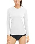 Boladeci Rashguard Women Long Sleeve UPF 50+ Sun Protection Clothing Summer SPF UV Tshirts Tops Hiking Running Swim Shirts Rash Guard White L