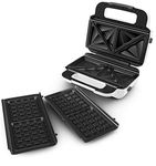 TEFAL Snack XL Sandwich and Waffle Maker, 850W, Extra Deep and Wide Removable Plates, Multifunctional, Quick Heat, Non-stick Coating, Vertical Storage SW701110
