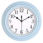 Topkey Silent Wall Clock Kitchen 9 Inch Retro Non-ticking Decorative Bedroom Office Wall Clock - Light Blue