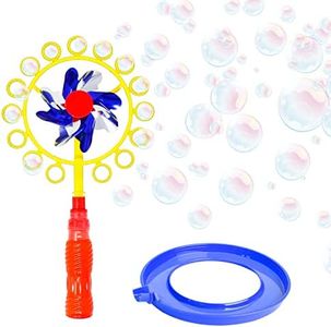 Sunny Days Entertainment Pinwheel Bubble Wand - Bubble Blower and Windmill Spinner - Colors and Styles May Vary