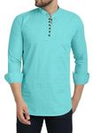 FINIVO FASHION Men's Casual Button Down Shirts Long Sleeves | Cotton Casual Shirts | Regular Fit (in, Alpha, M, Turquoise)