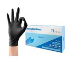 Black Nitrile Gloves,Disposable Gloves,No Latex,No Powder,Texture,Safe Working Gloves 100pcs/Boxes (Large)