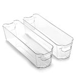 BINO | Stackable Storage Bins, Small - 2 Pack | THE STACKER COLLECTION | Clear Plastic | Built-In Handles | BPA-Free | Containers for Organizing Kitchen Pantry | Multi-Use Organizer