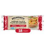 Brunswick Sardine Fillets Seafood Snacks Tomato & Basil Sauce 100g, 18 Count - Canned Sardines High in Protein - Contains Omega-3, Iron, Excellent Source of Vitamin D - Ready to Eat