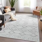 jinchan Area Rug 4x6 Moroccan Rug Bedroom Rug Washable Rug Thin Rug Modern Geometric Soft Rug Contemporary Indoor Non Slip Carpet for Living Room Kitchen Dining Room Grey