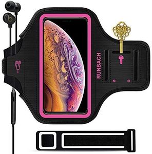 RUNBACH Armband for iPhone 15 Pro Max/15 Plus/14 Pro Max/14 Plus/13 Pro Max/12 Pro Max/11 Pro Max/iPhone Xs Max,Sweatproof Running Exercise Armband with Card Slot for iPhone Max(Pink)