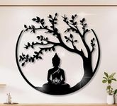Gifzy Tree of Life and Buddha black Acrylic 3D large size(45cm X 45cm) Wall hanging Decor, Tree of Life Acrylic Wall Art, Meditation Hindu Wall Decor, Glossy acrylic Art Tree Wall Decor, Zen Art Wall Decor, Yoga Studio Wall hanging