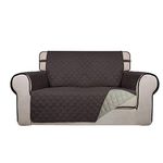 PureFit Reversible Quilted Sofa Cover, Water Resistant Slipcover Furniture Protector, Washable Couch Cover with Anti-Slip Foam and Elastic Straps for Kids, Dogs, Pets (Loveseat, Chocolate/Beige)