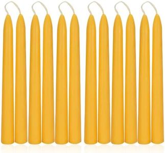 Pure Beeswax Taper Candles 8 Inch, Natural Bees Wax Taper Candlestick 12Pack - 8 Hours Long Burning, Smokeless, Dripless and Unscented for Home Decor Party Dinner