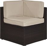 Crosley Furniture Palm Harbor Outdoor Wicker Corner Chair with Sand Cushions - Brown