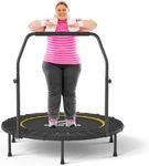 CLORIS 40''/48'' Foldable Fitness Trampoline - Max Load 400lbs / 450lbs, Rebounder with Adjustable Foam Handle Indoor/Outdoor Fitness Body Exercise (40'' Yellow-2)