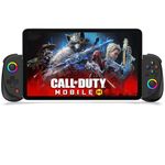 Game Controller for iPad/Tablet, Mobile Wireless Gamepad for iPhone Bluetooth RGB Telescopic Joystick for Android/iOS/PC/Smart Phones for 13-25cm Perfect works for COD/Genshin, Direct Play (Black)