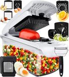 Fullstar Vegetable Chopper & Cutter - Slicer Dicer Spiralizer with Container for Food Veg Onion Cucumber Tomato Salad Potato French Fry - Kitchen Gadgets & Accessories (PRO 9-in-1, White)