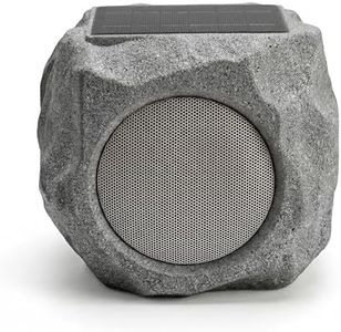 AURAUDIO Solar Powered Outdoor Rock Speaker Bluetooth 6.5 Inch Waterproof Speakers Peak 80W Deep Bass – 22 Hr Playtime, Bluetooth 5.4 HiFi-4 Stereo,Remote Control,IP65 for Garden, Patio, Pool(Gray)