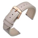 ANNEFIT Watch Straps 16mm with Rose Gold Buckle - Classic Oil Wax Leather Quick Release Watch Band (Off-White)