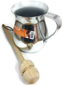 Imusa Aluminum Chocolatera (Hot Chocolate Pitcher). Bundled with a Wooden Chocolate Mixer - Molinillo 14" (2.1 Quart)