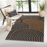 Lahome Modern Rainbow Easy Jute Rug, 3x5 Patio Rug Washable Rugs for Entryway Farmhouse Area Rug, Non Slip Indoor Door Mat Contemporary Throw Rug for Laundry Guestroom Room Patio Decor