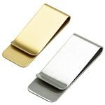 SZXMDKH Money Clips, 2 Pcs Stainless Steel Money Clip Used to Store Money and Credit Cards (Silver and Gold)