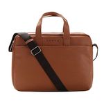 Cross Asgard 14 inch Briefcase Bag | Lightweight and Durable PU Leather Material with Adjustable Shoulder Strap | Men's Laptop Bag for Travel, Office - Tan