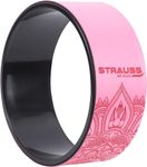 Strauss Yoga Wheel | Ideal for Stretching, Backbends, Exercise, Deep Tissue Massage & Back Pain Relief | Dharma Yoga Prop Wheel with Ultimate Comfort | 12-inch, (Black/Pink)