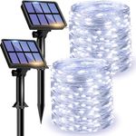 [2 Pack] Litogo Solar Fairy Lights Outdoor, 12m 120 LED Solar Garden Lights 8 Modes Waterproof Copper Wire Decorative Solar String Lights for Garden, Patio, Gate, Yard, Wedding, Party (Cool White)