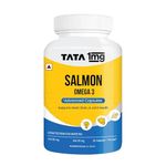 TATA 1mg Salmon Omega 3 Fish Oil Capsules 1000mg | Advanced Fish Oil supplement with 180mg EPA & 120mg DHA | High absorption Omega 3 for Heart, Brain & Joints | Helps manage cholesterol | Pack of 90