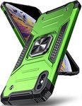 DASFOND Designed for iPhone XS MAX Case, Military Grade Shockproof Protective Phone Case Cover with Enhanced Metal Ring Kickstand [Support Magnet Mount] for iPhone XS MAX 6.5 inch, Grass Green