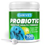 CANIVET Probiotics for Dogs. Canine Dietary Supplement - Aids Digestive Health, 100g Powder Dog Probiotic. 5 Billion CFU** with 10 Strains of Good Bacteria for your Dog's Digestive Health.