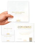 50Pcs Conversation Starter Luncheon Napkins - Get to Know Family & Friends Better with Fun & Meaningful Talk - Great for Family Dinner, Adult Birthday Parties, Brunch, White Bar Napkins - Convokins