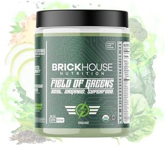 BRICKHOUSE NUTRITION Field of Greens Super Greens Powder | Doctor-Formulated Superfood Powder, Fruits & Veggies Supplement - Charged (Single Pack)