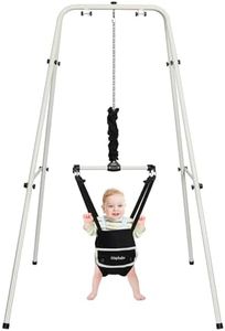 Hapbabe 2 in 1 Baby Jumper with Stand, Baby Walking Harness Function, Premium Spring, for Infant 6-12 Months, Easy to Fold and Storage, Black